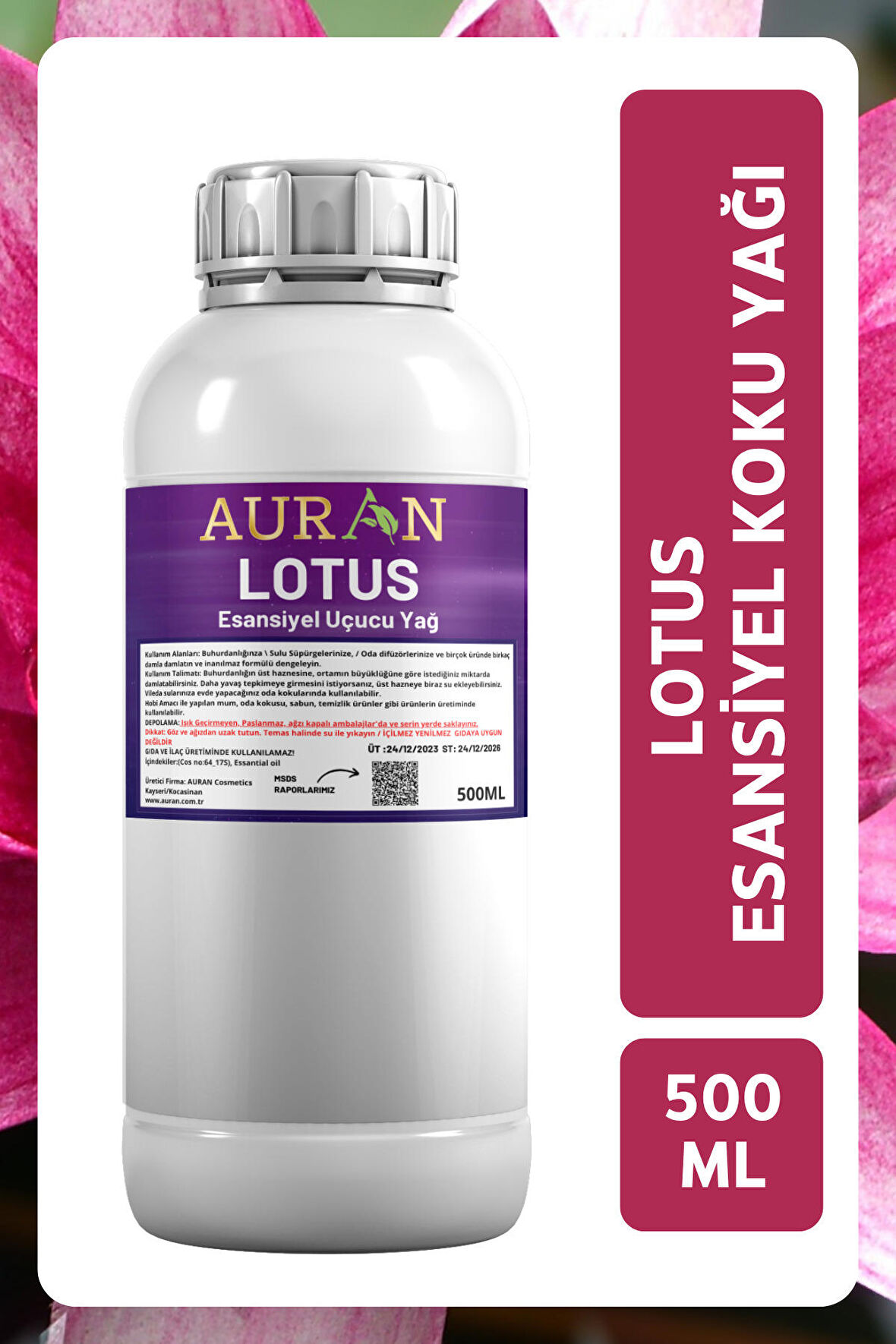 Lotus Esansiyel Uçucu Yağ Esans Koku Yağı Hobi Esans Mum Sabun Oda Kokusu 500ml