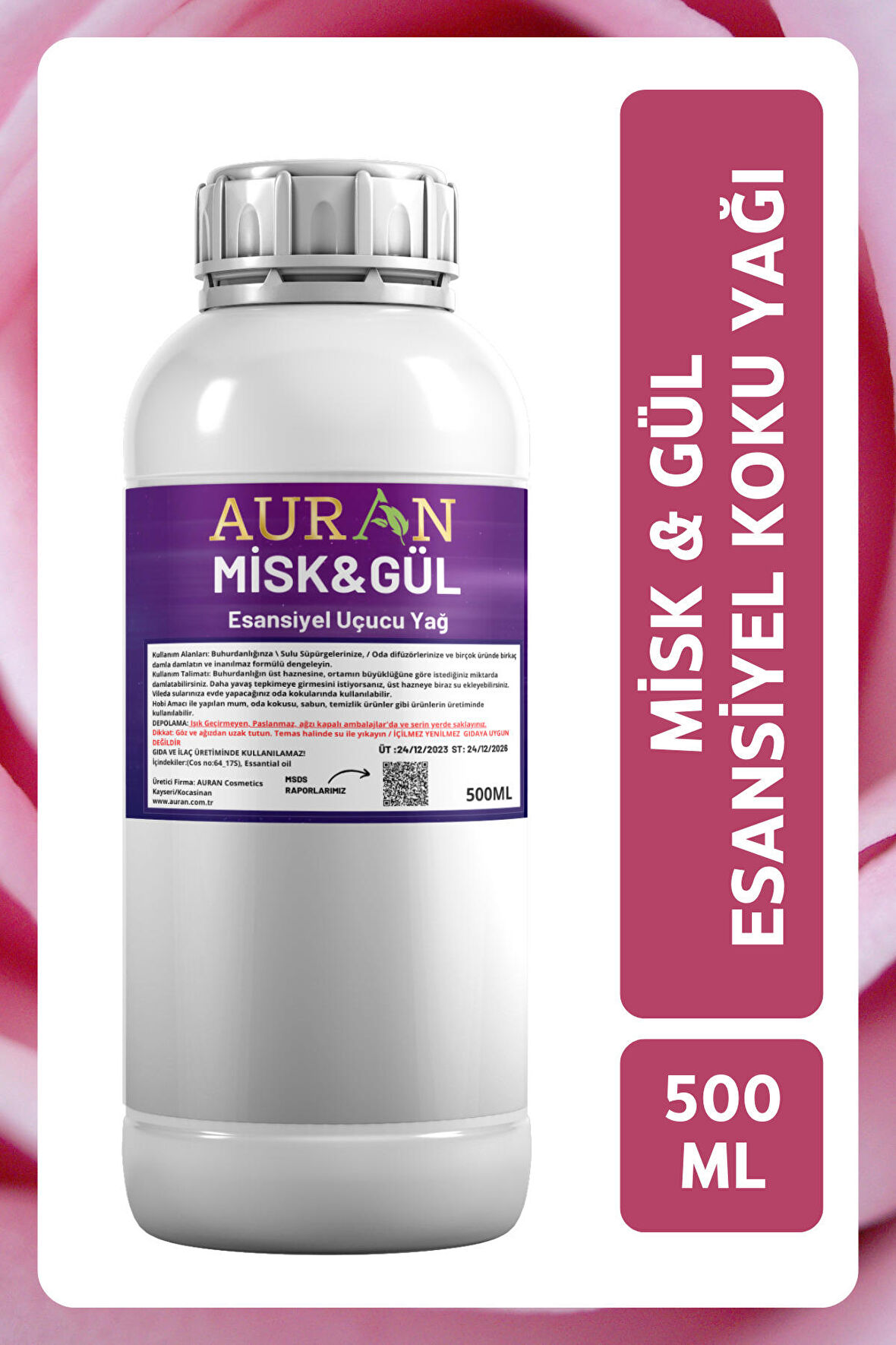 Misk & Gül Esansiyel Uçucu Yağ Esans Koku Yağı Hobi Esans Mum Sabun Oda Kokusu 500ml
