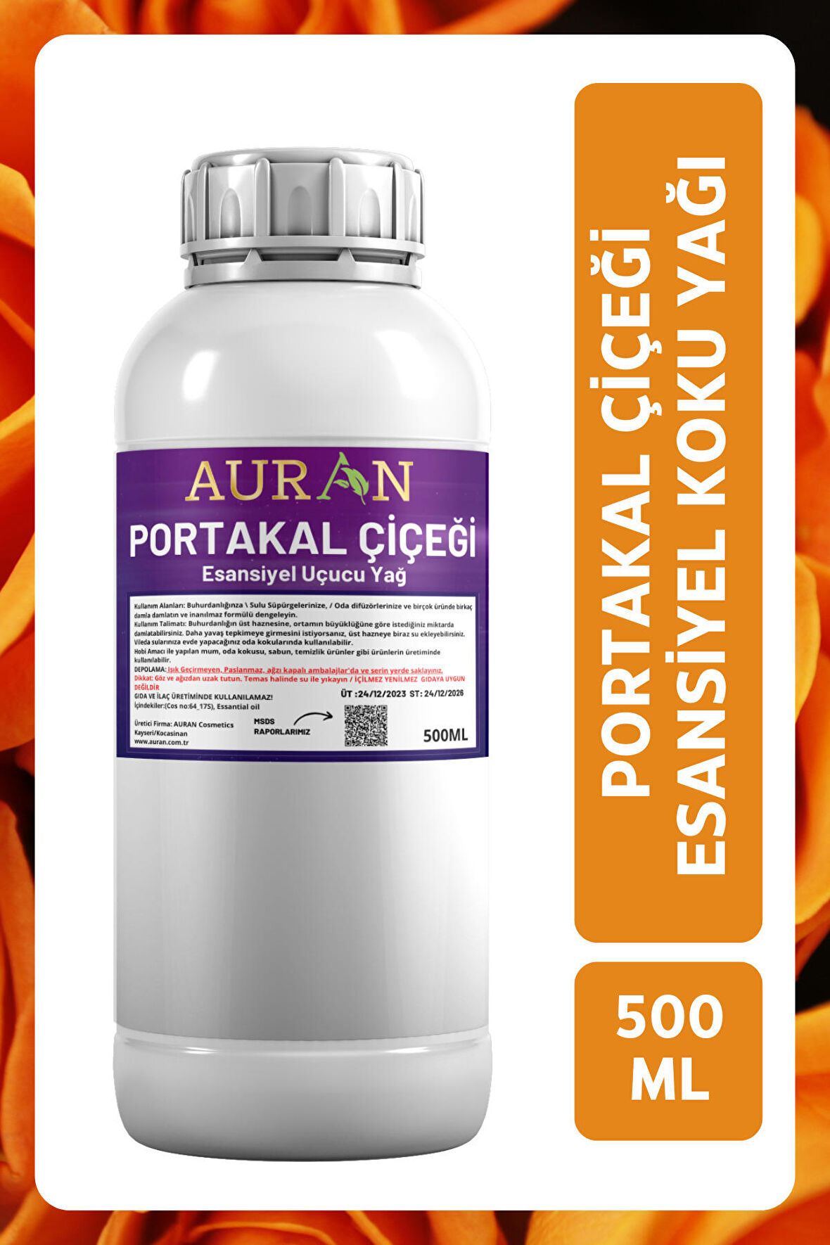 Portakal Çiçeği Esansiyel Uçucu Yağ Esans Koku Yağı Hobi Esans Mum Sabun Oda Kokusu 500 ml