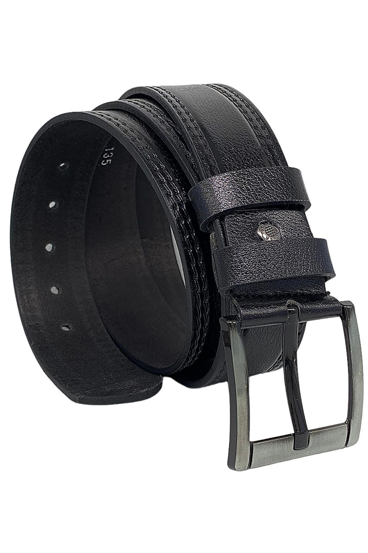 Siyah Hakiki Deri Desenli Model 4.5 cm.lik Spor Kot Kemer - 500-28