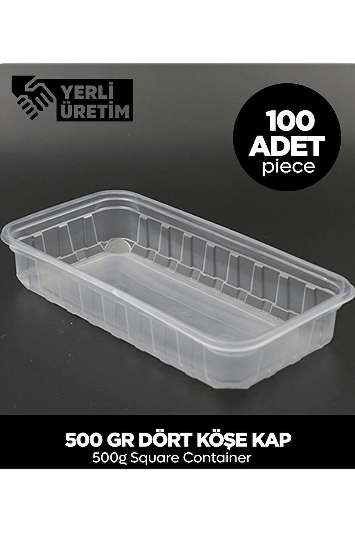 500 Gr Dört Köşe Kap 100 Adet
