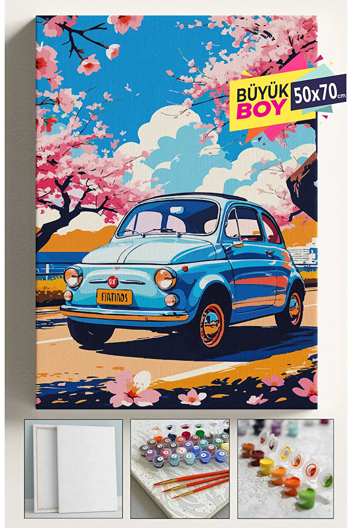 Sayılarla Boyama Seti Numaralı Tuval Fırça Boya Dahil Kasnaklı Set 50x70 Cm - 500L