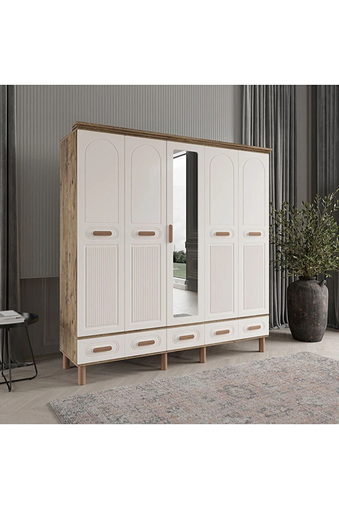 PERA 5 KAPAKLI AYTAŞI GARDIROP TAMAMI MDF