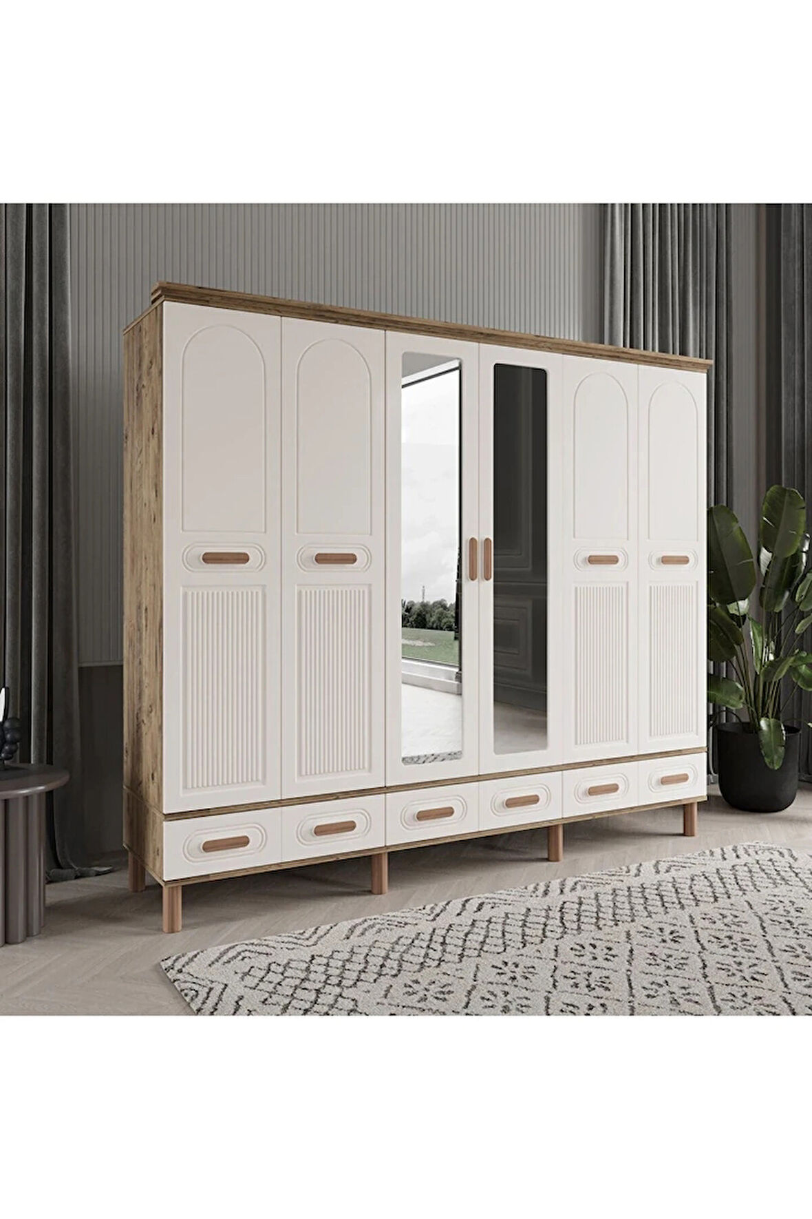 PERA 6 KAPAKLI AYTAŞI GARDIROP TAMAMI MDF