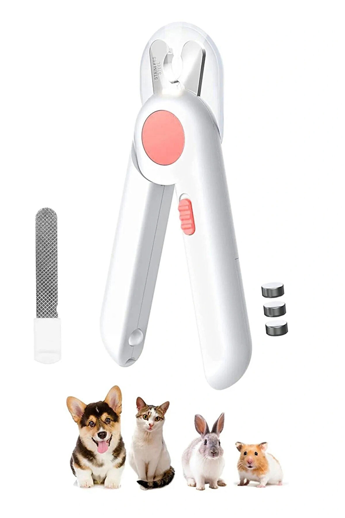 TechTic Led Işıklı Kedi Köpek Tırnak Makası Işıklı-Törpülü -Korumalı Evcil Hayvan Tırnak Makası