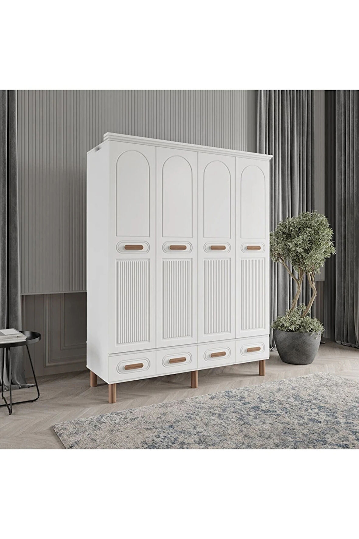 PERA 4 KAPAK BEYAZ GARDIROP