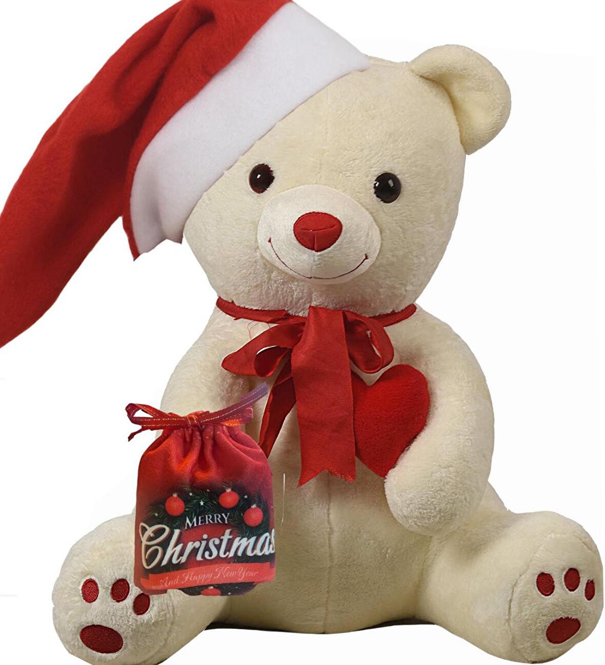  Yılbaşı Özel Konseptli  Romantik "Merry Christmas" Peluş Ayı 80 cm
