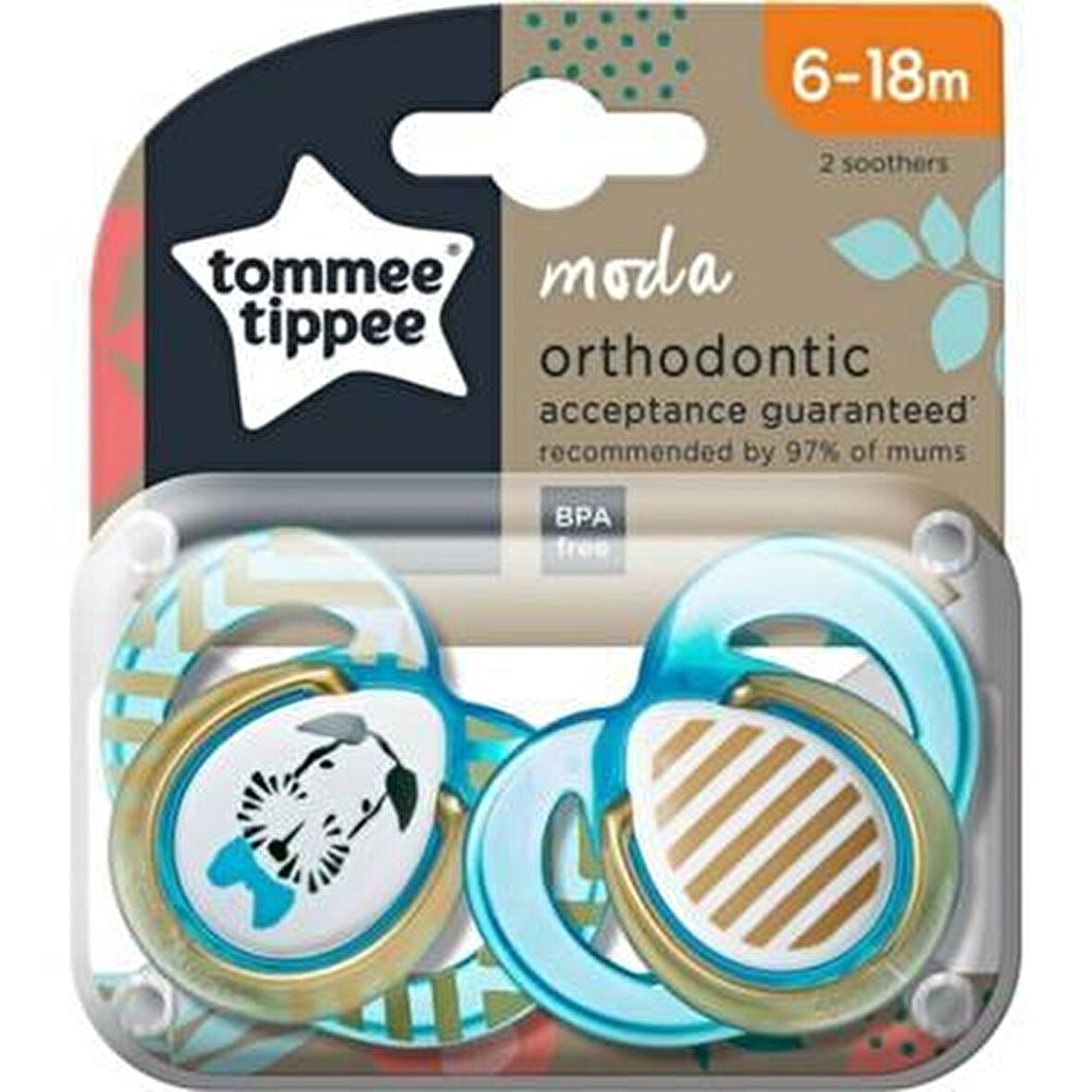 Tommee Tippee Moda Ortodontik Emzik 6-18 Ay Desenli Yeşil 2'li