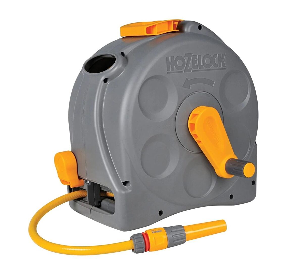 Hozelock 2415H Kompakt 2'Si 1 Arada Makara 25M Hortumlu, Gri/Sarı