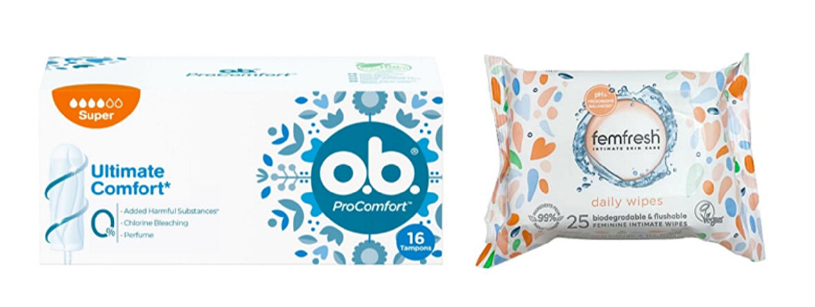 Femfresh Genital Bölge Yıkama Islak Mendil 25'Li + O.B. Tampon Super 16Li