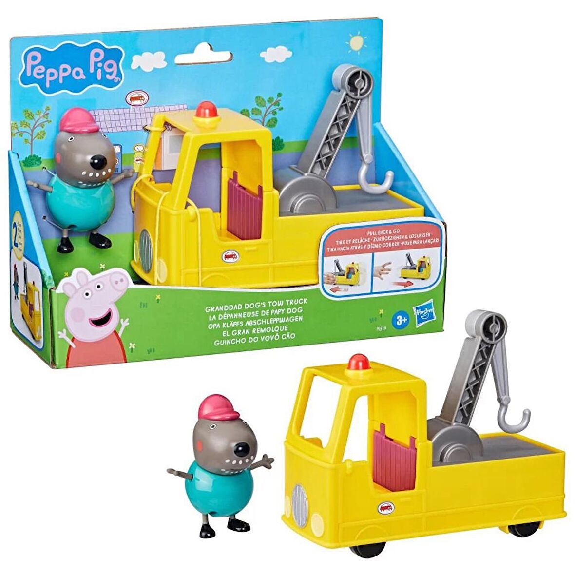 Hasbro Peppa Pig - Çekme Çubuklu Büyükbaba Köpek Kamyonu F9519