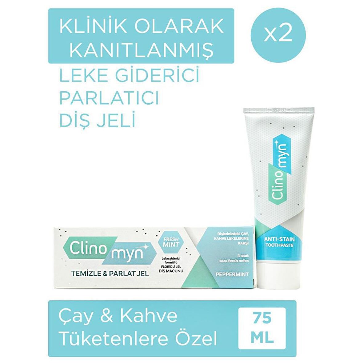 Clinomyn Nane Aromalı Beyazlatma Diş Macunu 2x75 ml 