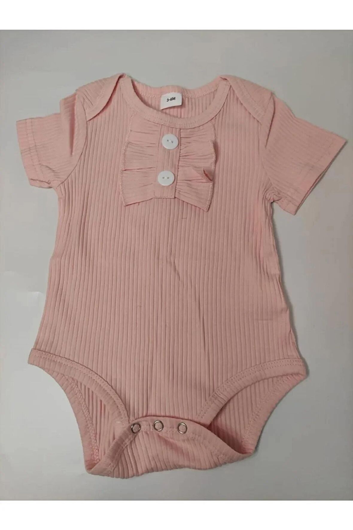 Kız Bebek Pembe Önü Fırfırlı Pamuklu Bodysuit