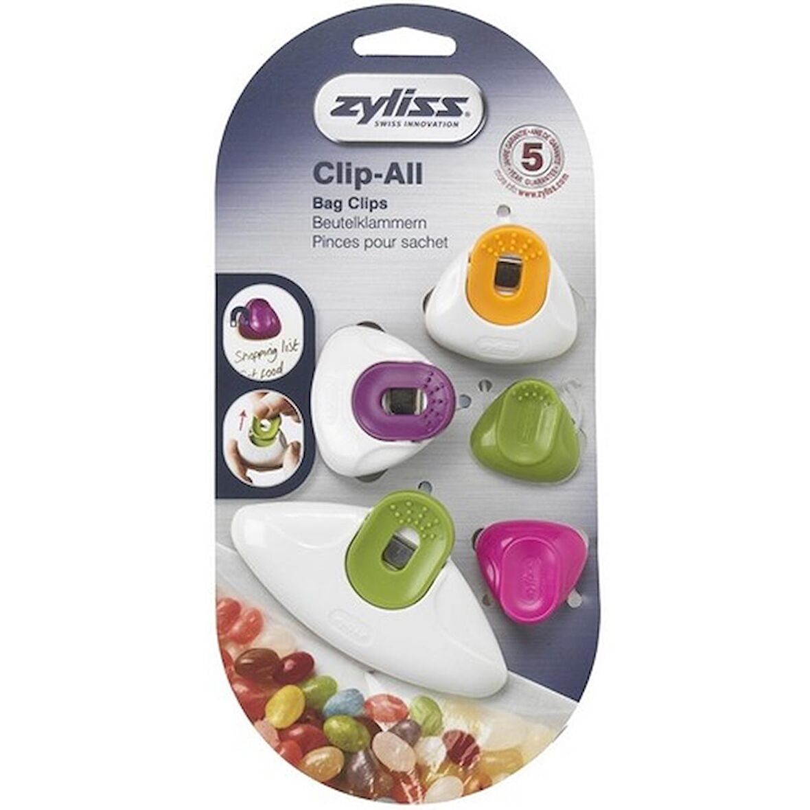 Zyliss E990032 5li Karışık Poşet Kapatma Klipsi