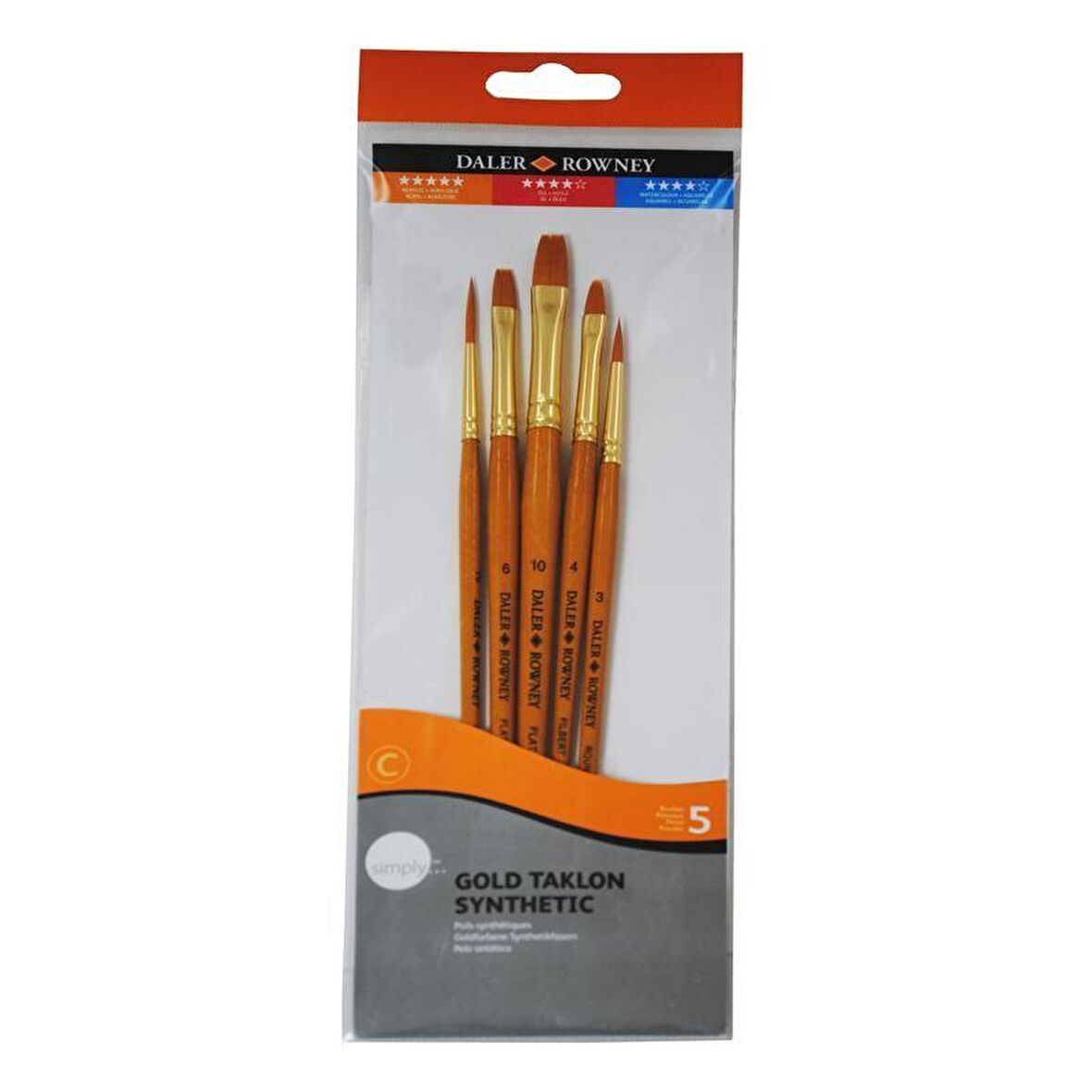 Daler Rowney Simply Gold Taklon Synthetic 5li Fırça Seti Kod:501