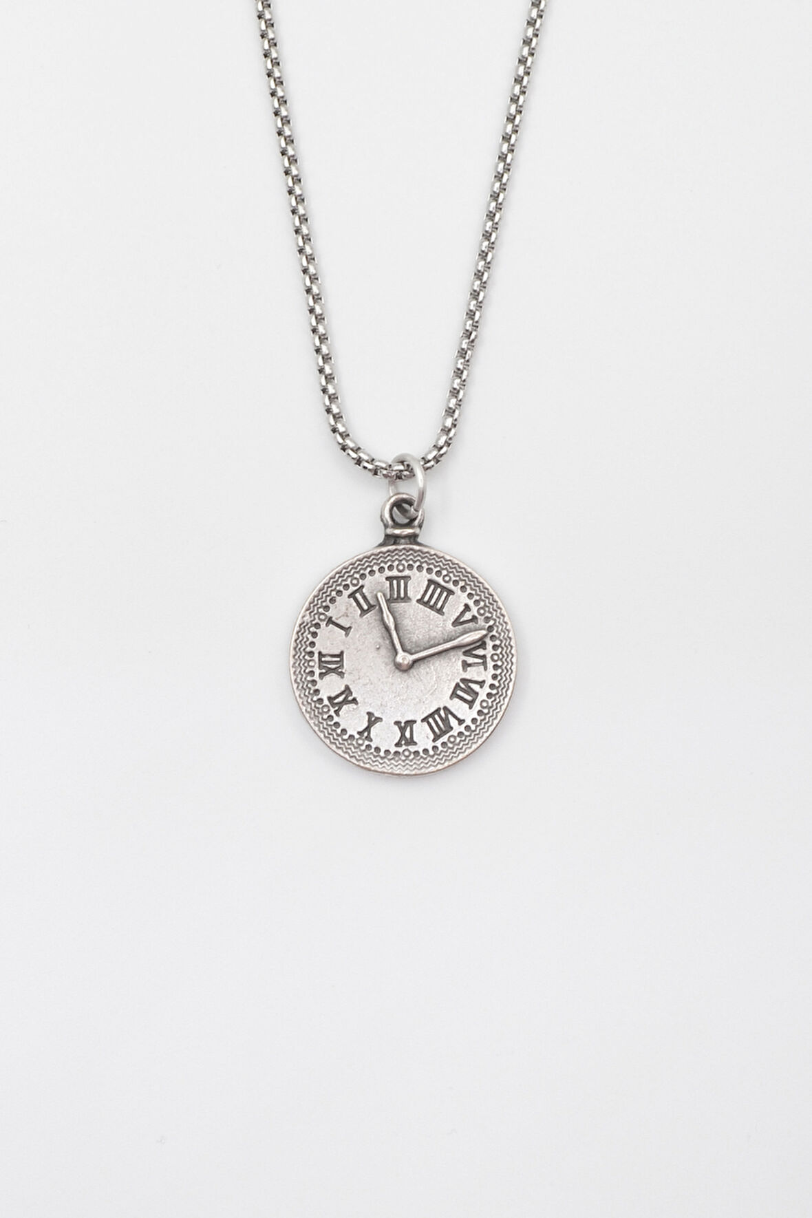 Antika Saat Örme Zincir Kolye - Antik Gümüş Kaplama - Kadın Erkek - 60 cm