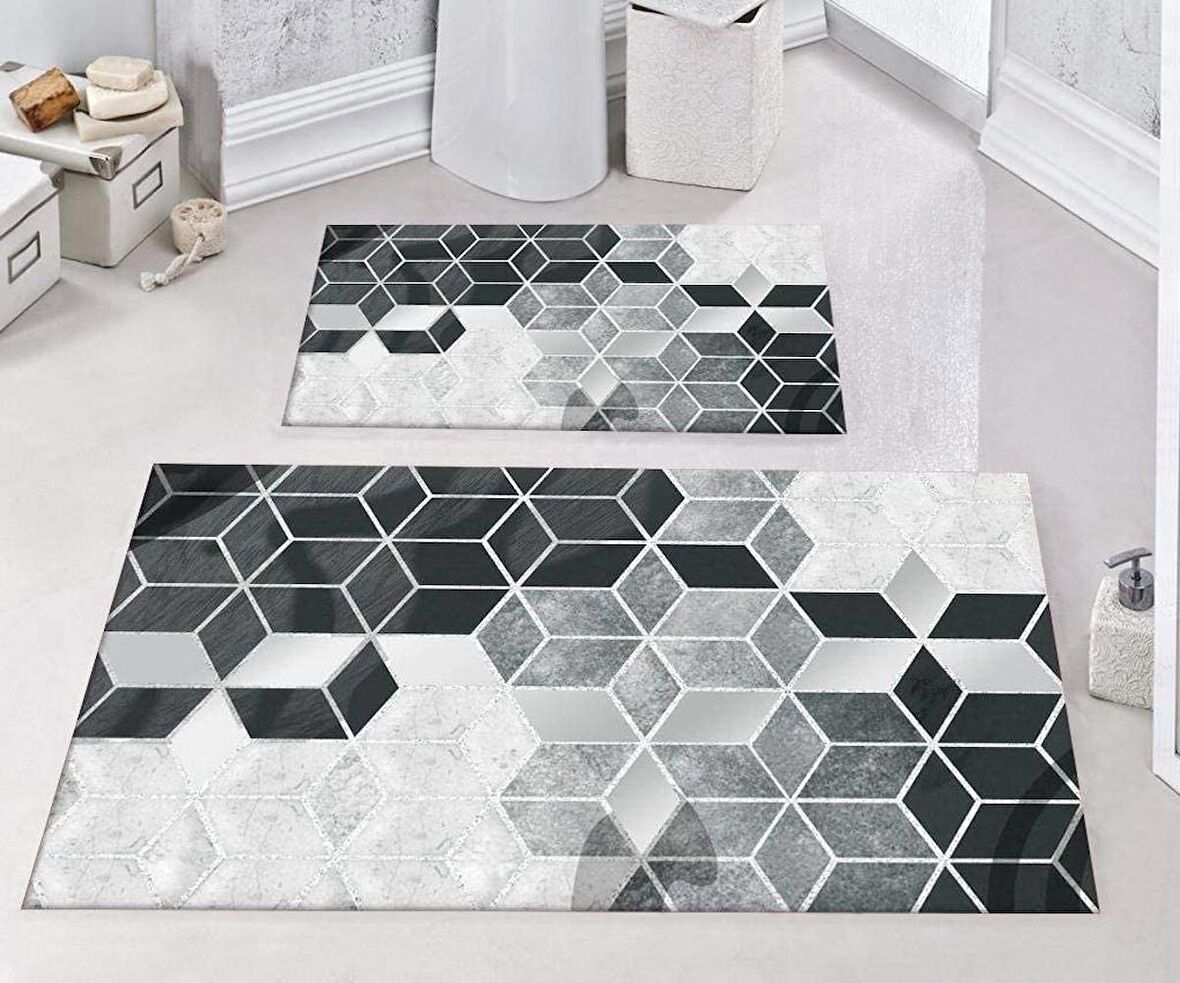 2'li Banyo Klozet Takımı Paspas Canlı Renkler 1238