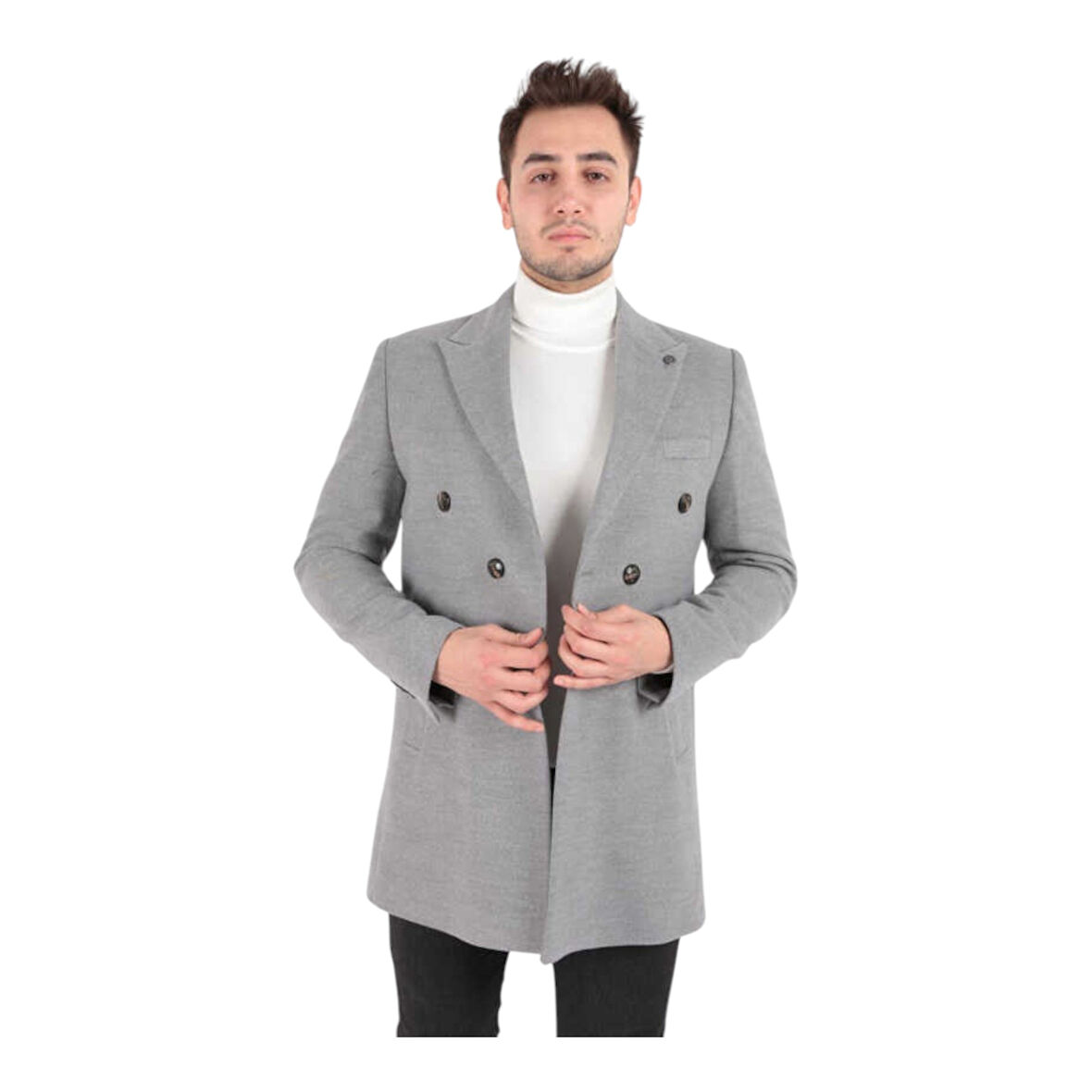 Erkek Kruvaze Kaşe Kaban