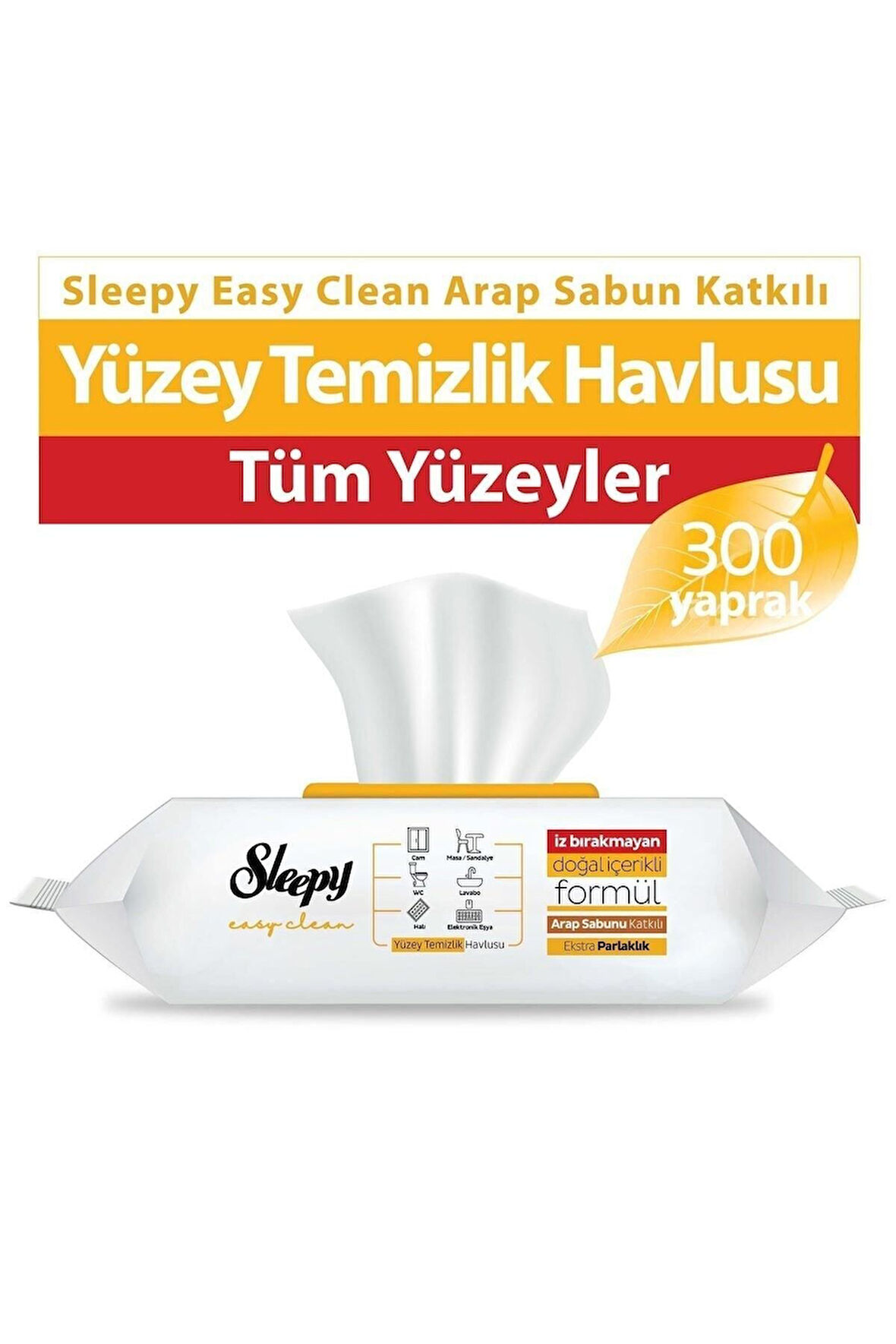 Sleepy Easy Clean Arap Sabunu Katkılı Yüzey Temizlik Havlusu 3X100 (300 Yaprak)