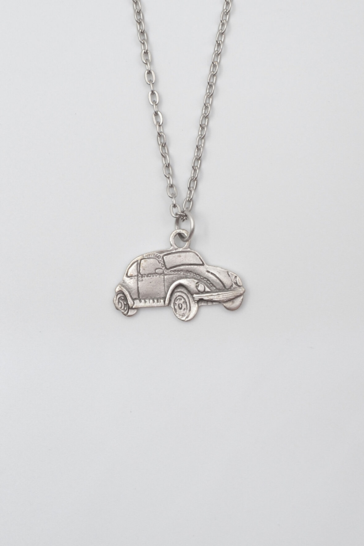 Nostaljik Vosvos Düz Ezme Zincir Kolye - Antik Gümüş Kaplama - Kadın Erkek - 60 cm