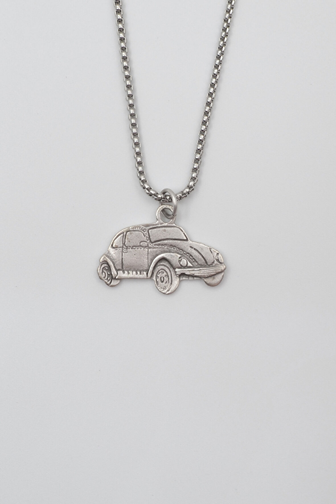 Nostaljik Vosvos Örme Zincir Kolye - Antik Gümüş Kaplama - Kadın Erkek - 60 cm