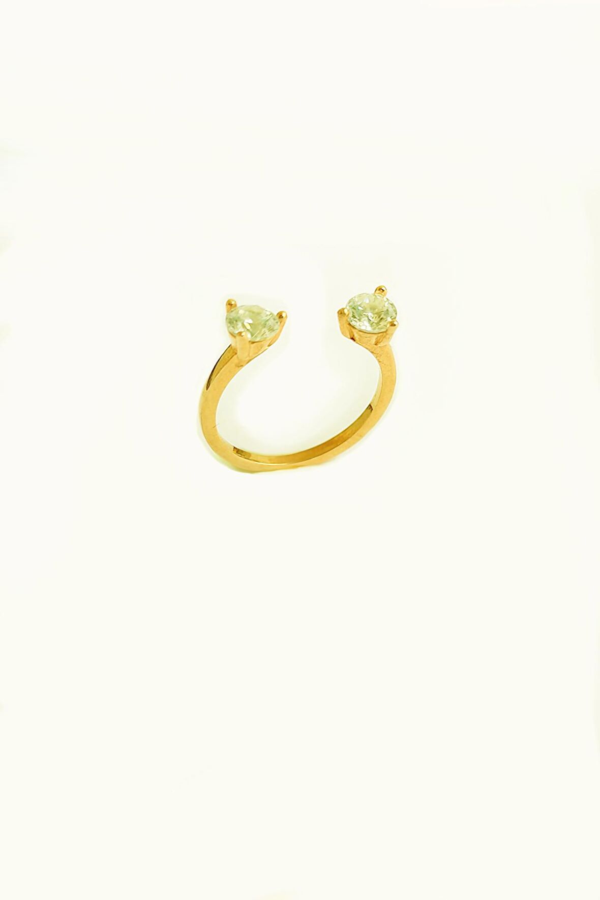 Beyaz Çift Taşlı Gümüş Yüzük