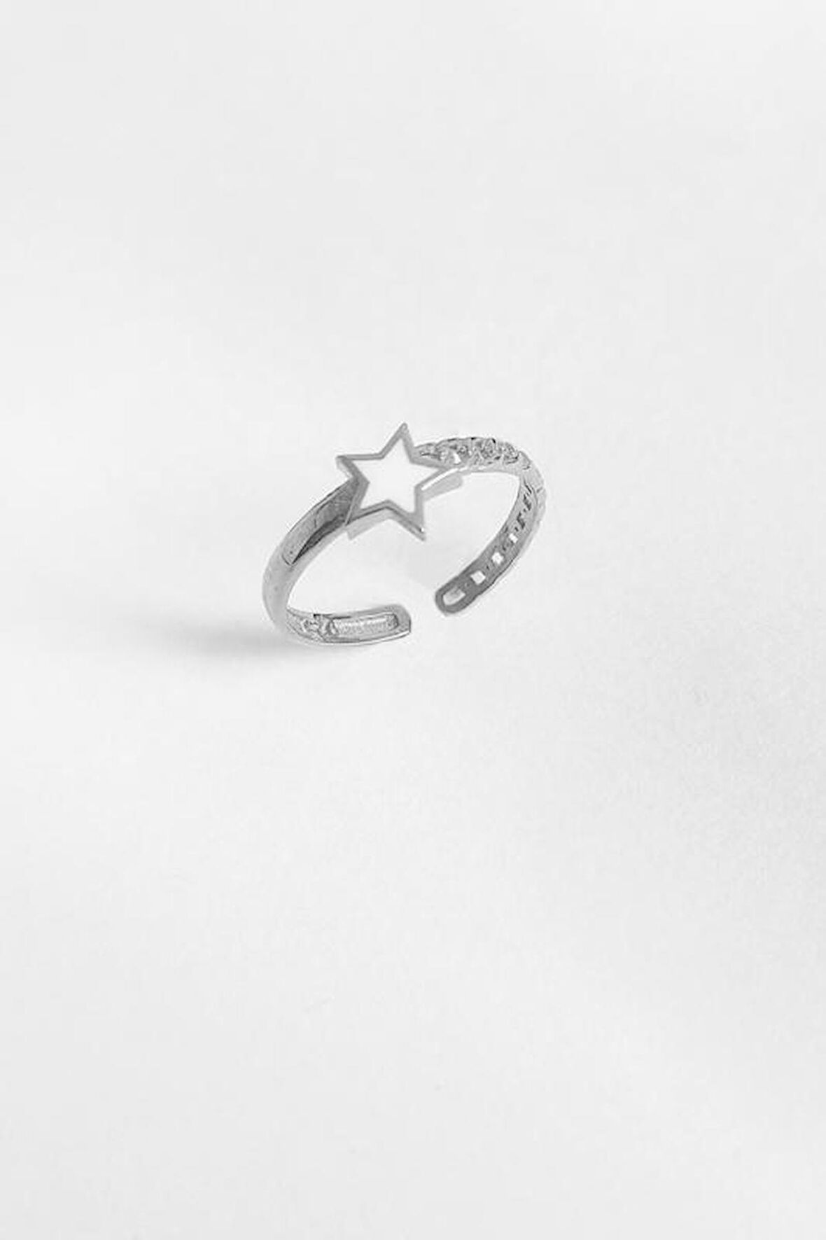 Beyaz Mine Yıldız Gümüş Eklem Yüzüğü