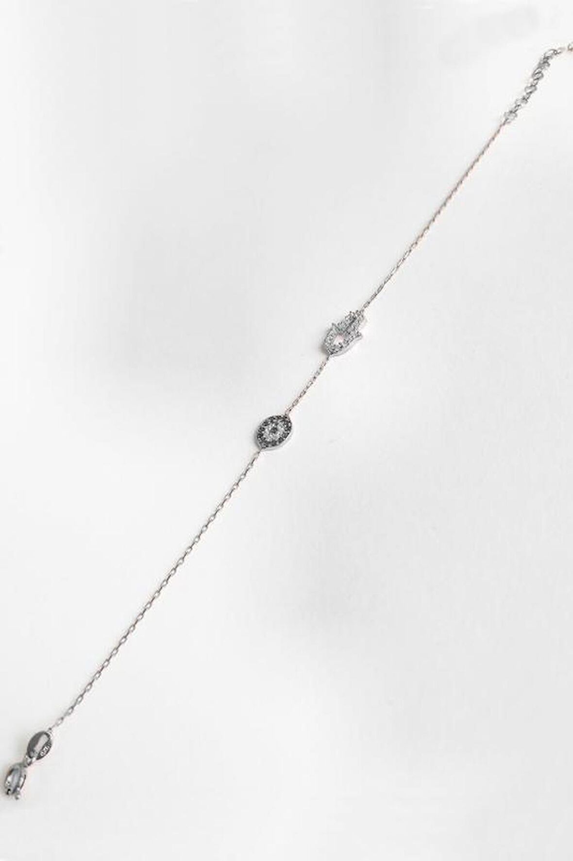 Nazar Boncuklu Fatmana Gümüş Bileklik