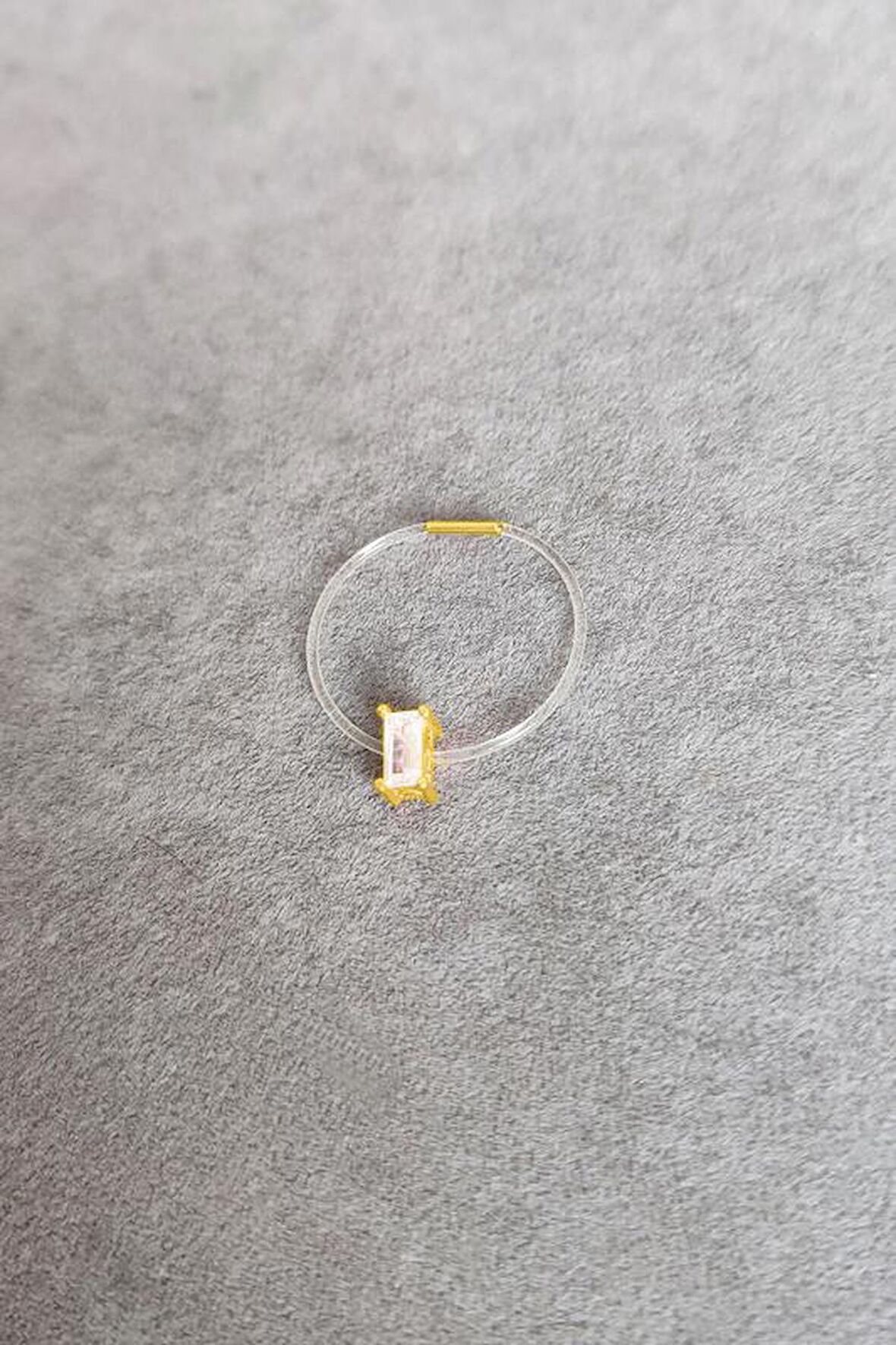 Dikdörtgen Tek Taşlı Misinalı Gümüş Hayalet Yüzük