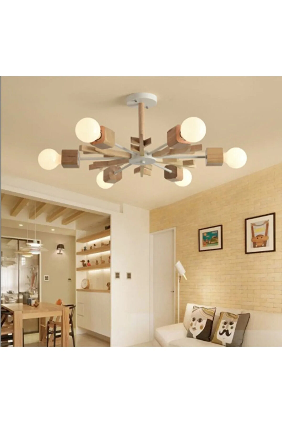 Postmodern Flake Ahşap Avize 6'lı