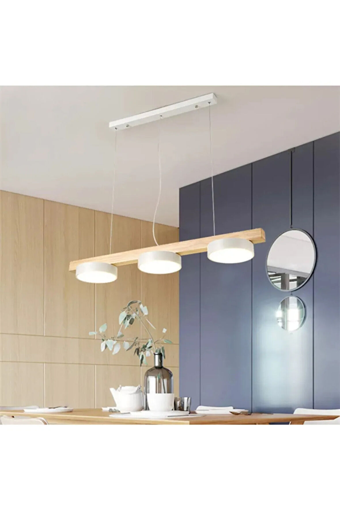 Ultra Moder Ahşap Yemek Avize 3’lü