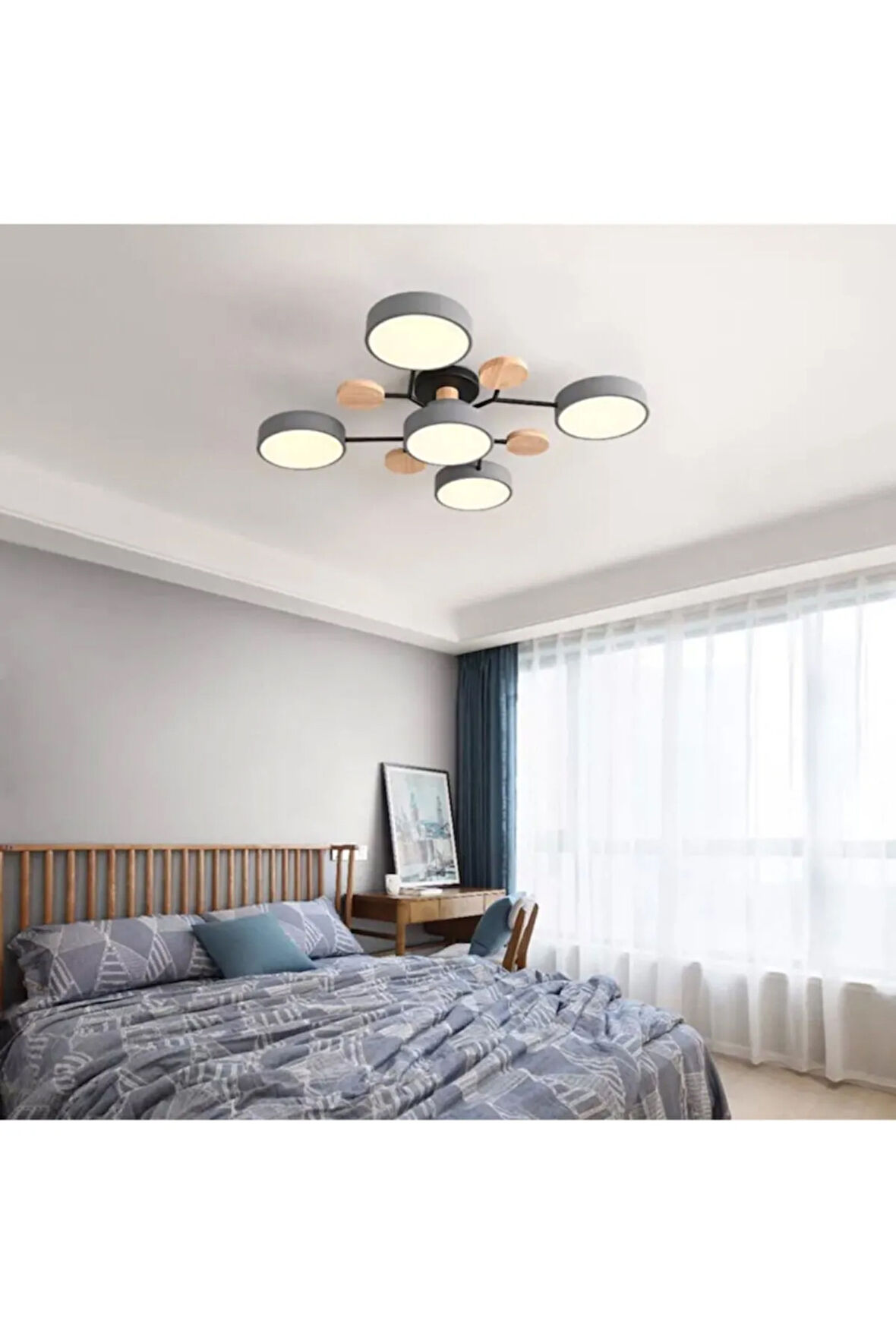 Modern Ahşap Led Avize