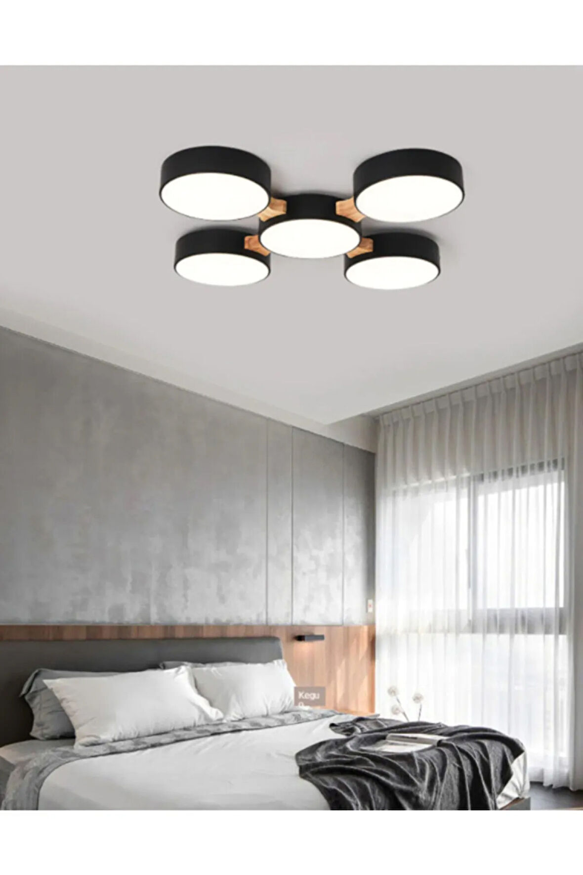 Minimalist Modern Led 5’li Avize-3 (siyah)