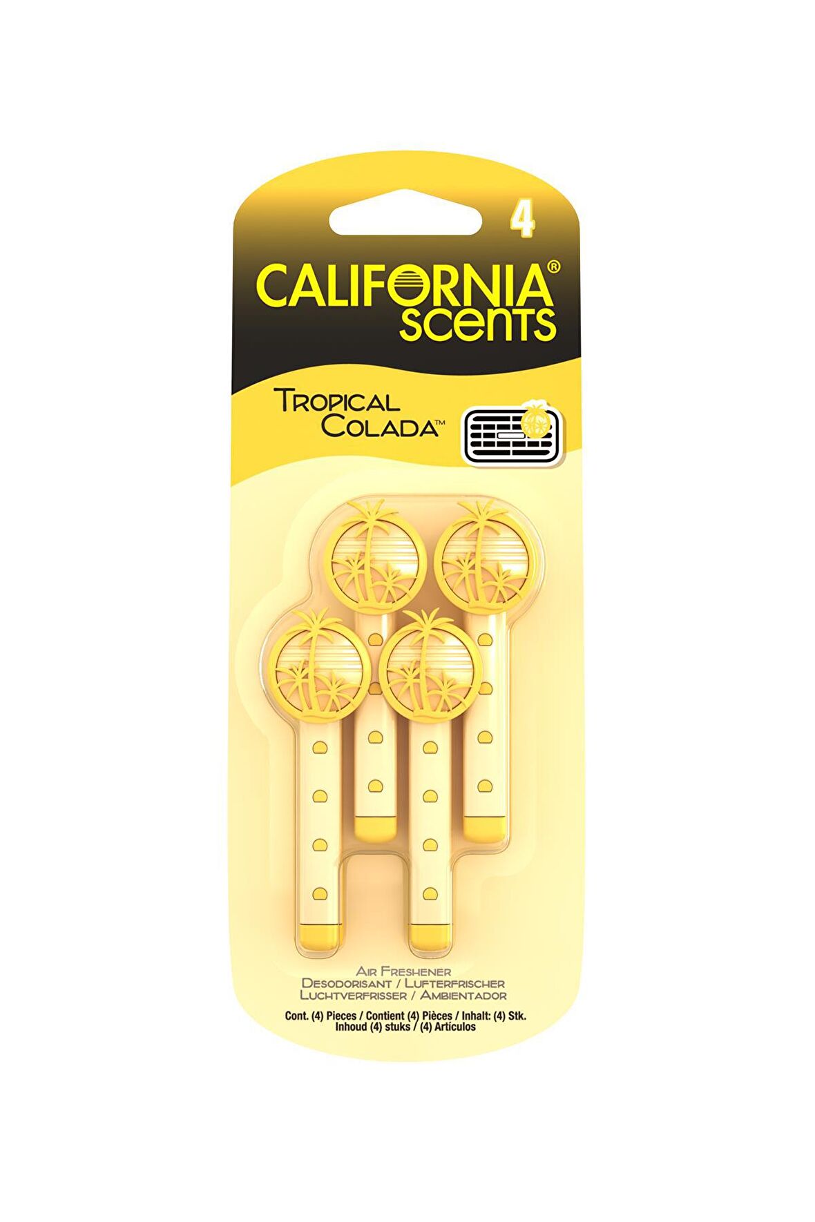 California Scents® Vent Stick"Tropical Colada" Kalorifer Geçme Koku 4'lü Set