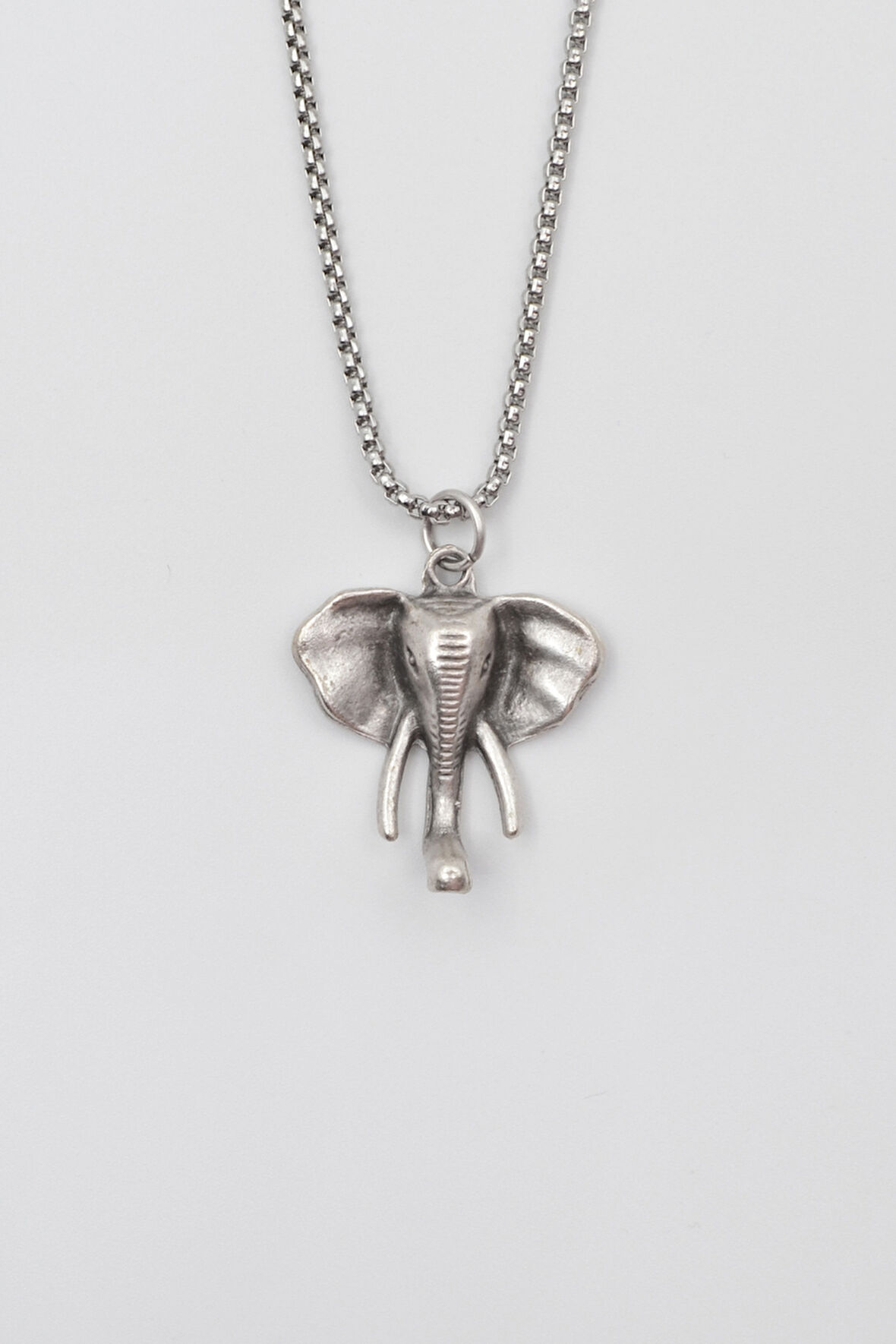 Fil Kafası KolyeÖrme Zincir Kolye - Antik Gümüş Kaplama - Kadın Erkek - 60 cm