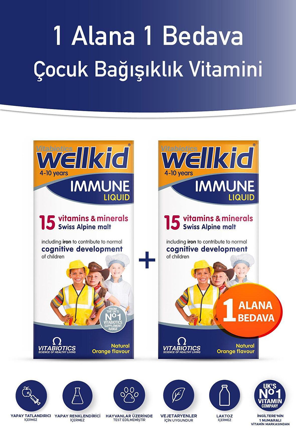 Wellkid Immune Liquid + Wellkid Immune Liquid Çocuk multivitamini 