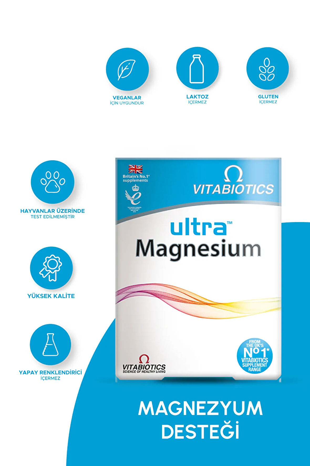 Ultra Magnesium 250 mg Elemental Magnezyum İçeren Takviye Edici Gıda 60 Tablet