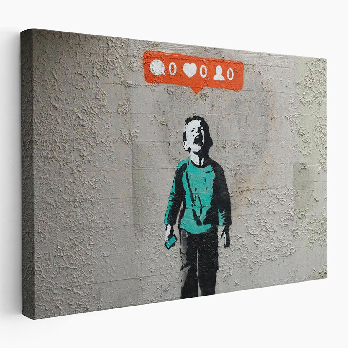 Bansky Takipçisi Olmadığı İçin Ağlayan Sosyal Medya Cocugu Kanvas Tablo-5021
