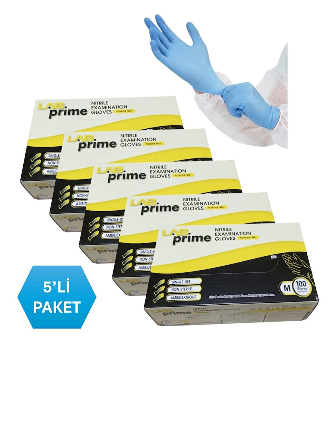 Nitril Eldiven Pudrasız Mavi -- M BEDEN - 100'lü Kutu x 5 Adet
