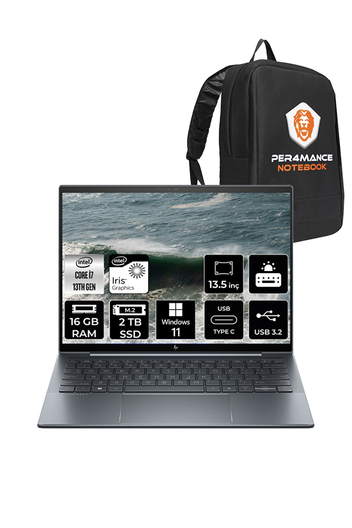 HP Dragonfly G4 i7 1355U 16GB DDR5 2TB SSD 13.5" OLED W11H TAŞINABİLİR BİLGİSAYAR & PER4 ÇANTA