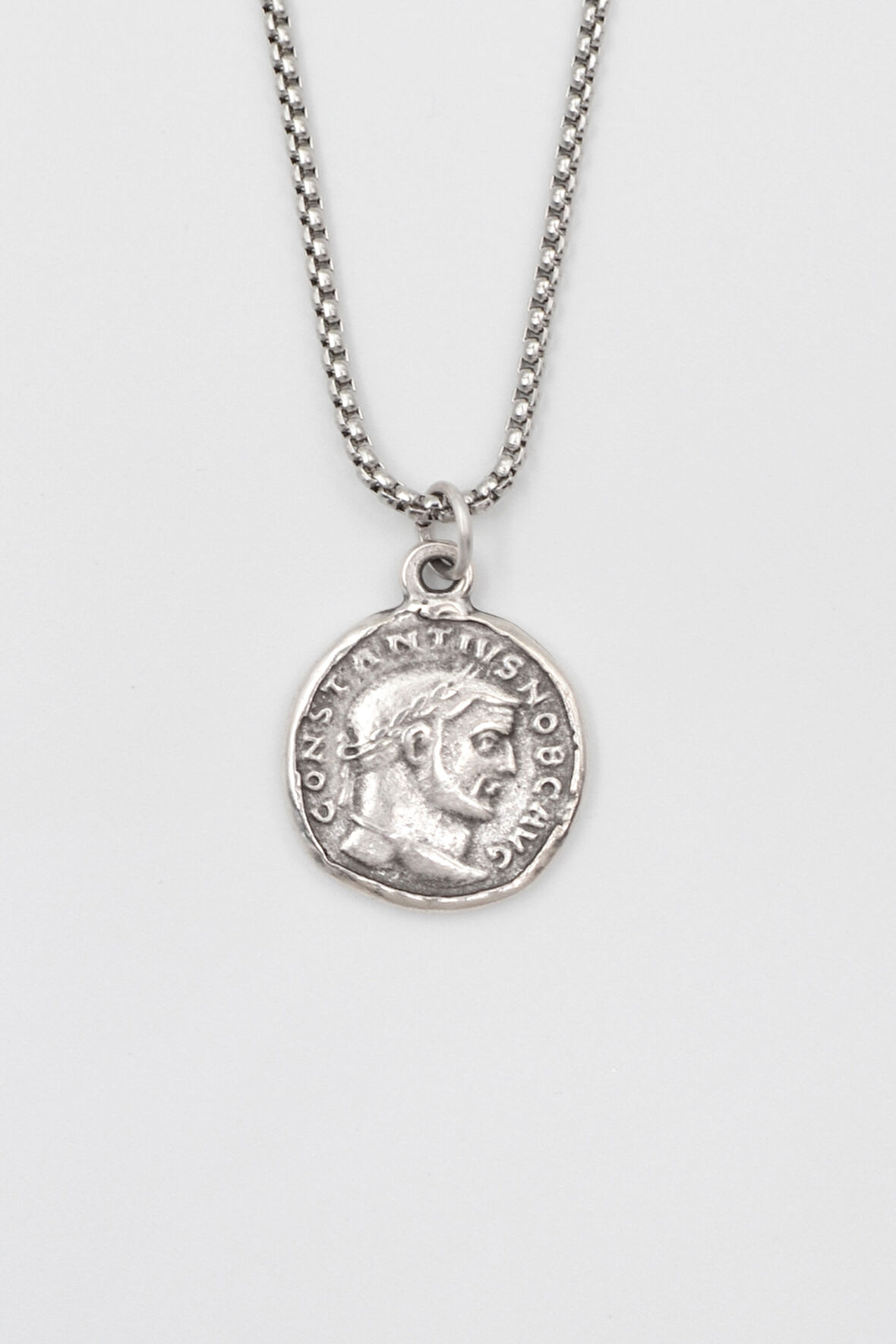 Antik Roma Dönemi Sikke Örme Zincir Kolye - Antik Gümüş Kaplama - Kadın Erkek - 60 cm