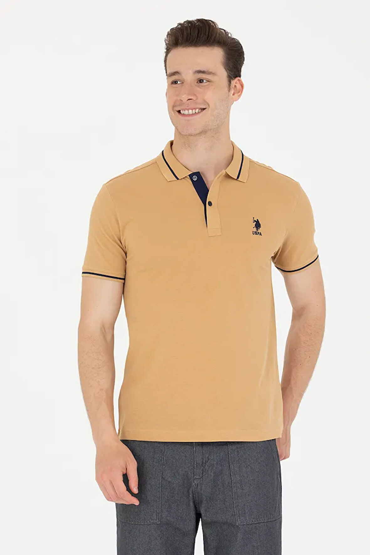 Erkek Camel Basic Polo Yaka Tişört 50264890-VR015
