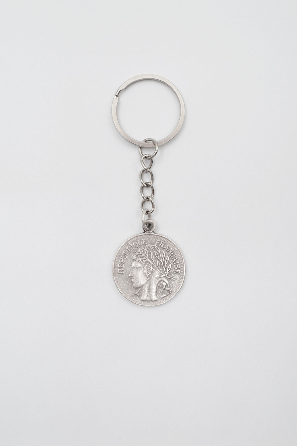 Francesca - Zambak Çiçeği Madalyon Anahtarlık - Antik Gümüş Kaplama - Kadın Erkek