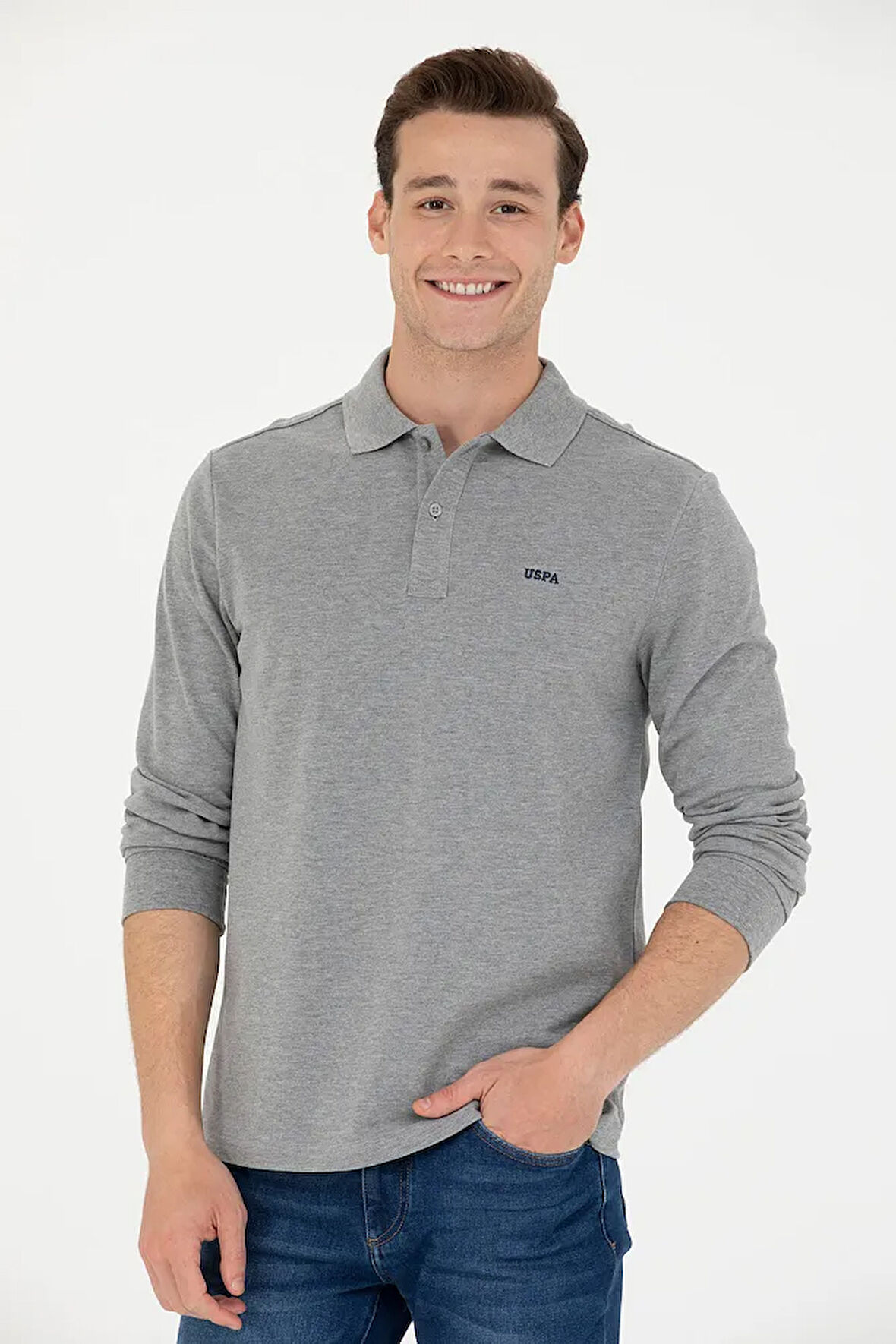 Erkek Gri Melanj Basic Sweatshirt 50276314-VR086