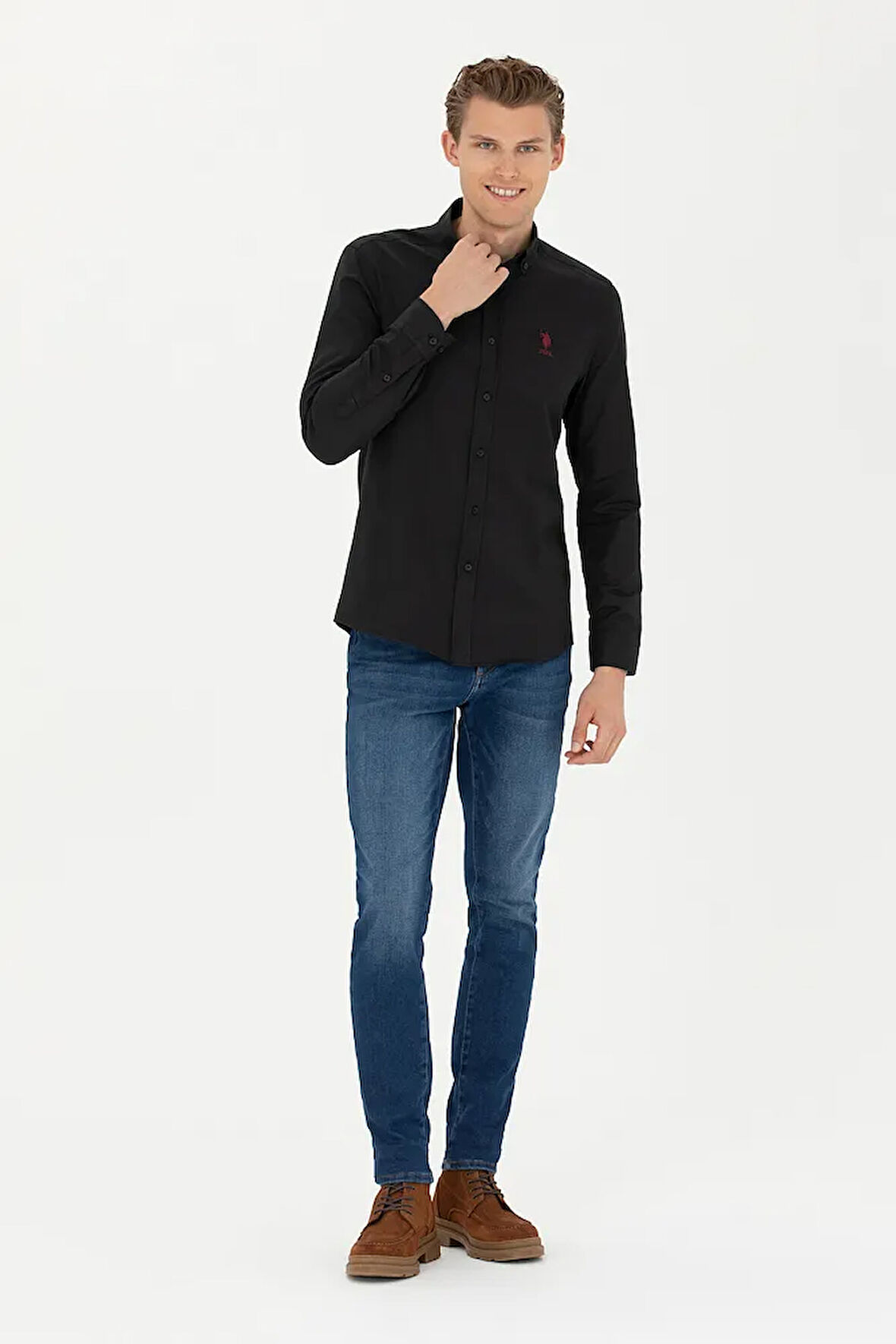 Erkek Siyah Uzun Kollu Basic Gömlek 50277310-VR046