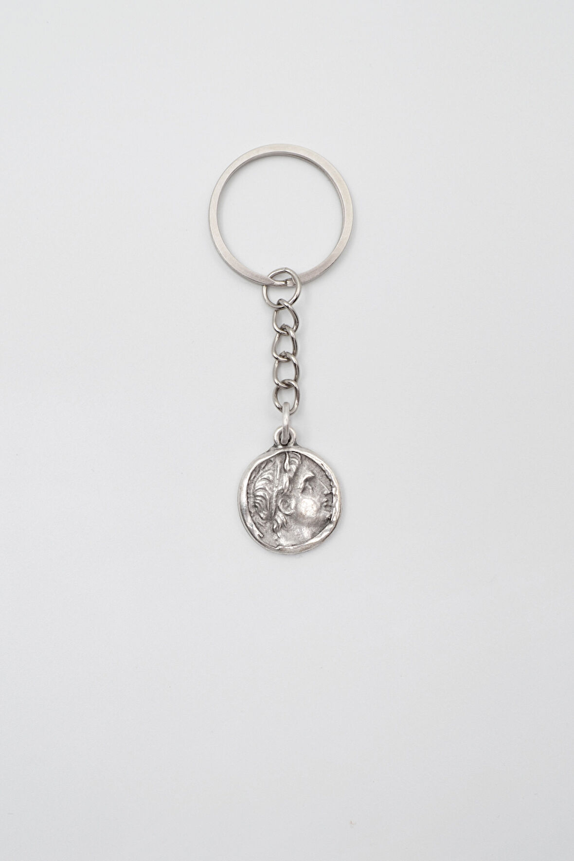 Yunan Antik Makedonya Kralı Büyük İskender Anahtarlık - Antik Gümüş Kaplama - Kadın Erkek