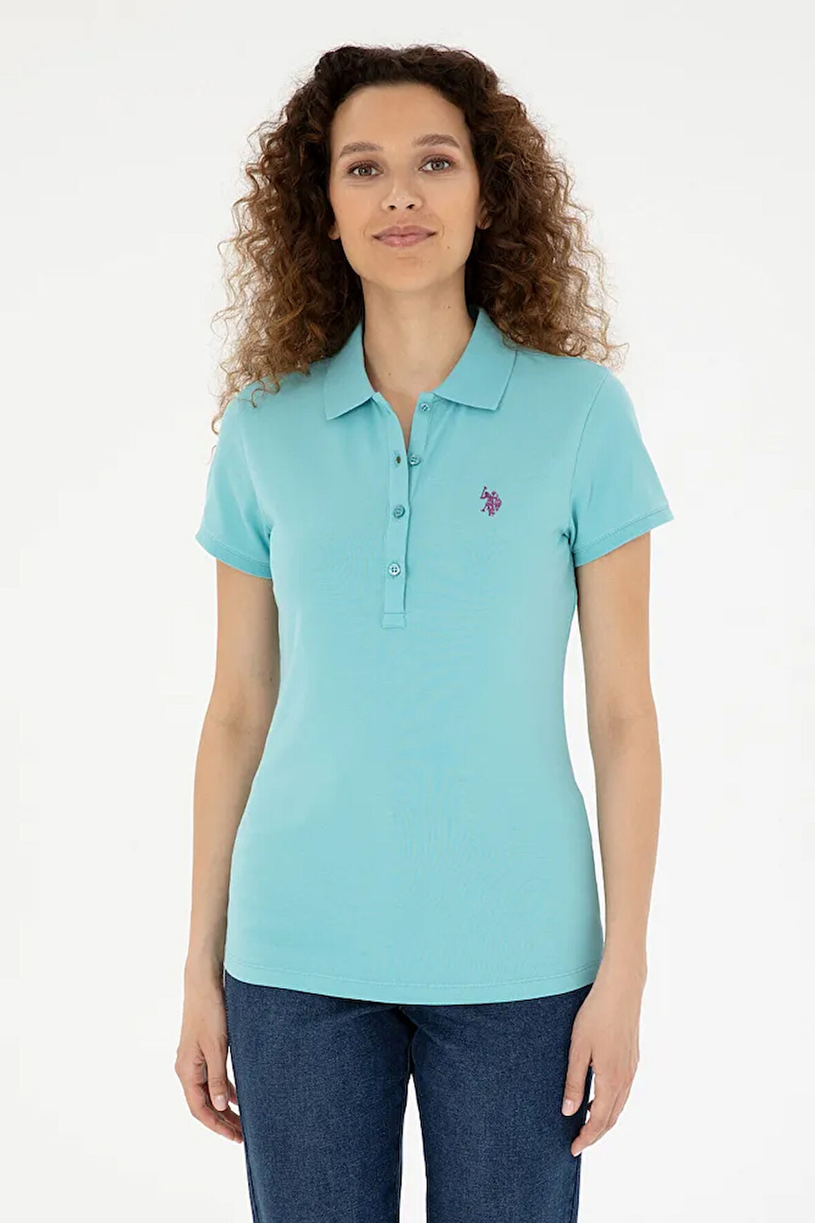 Kadın Mint Basic Polo Yaka Tişört 50280057-vr090