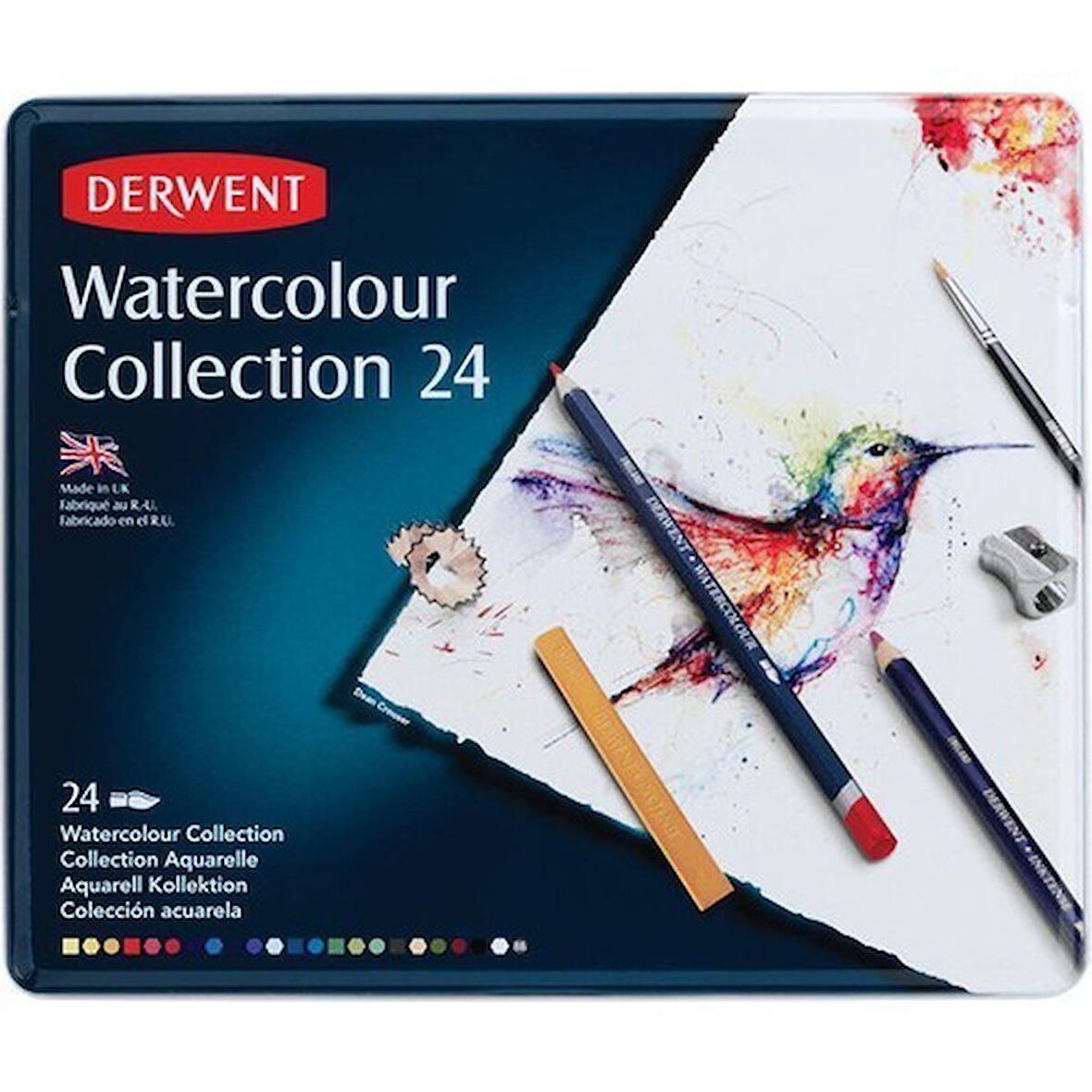 DERWENT WATERCOLOUR COLLECTION 24 RENK METAL KUTU