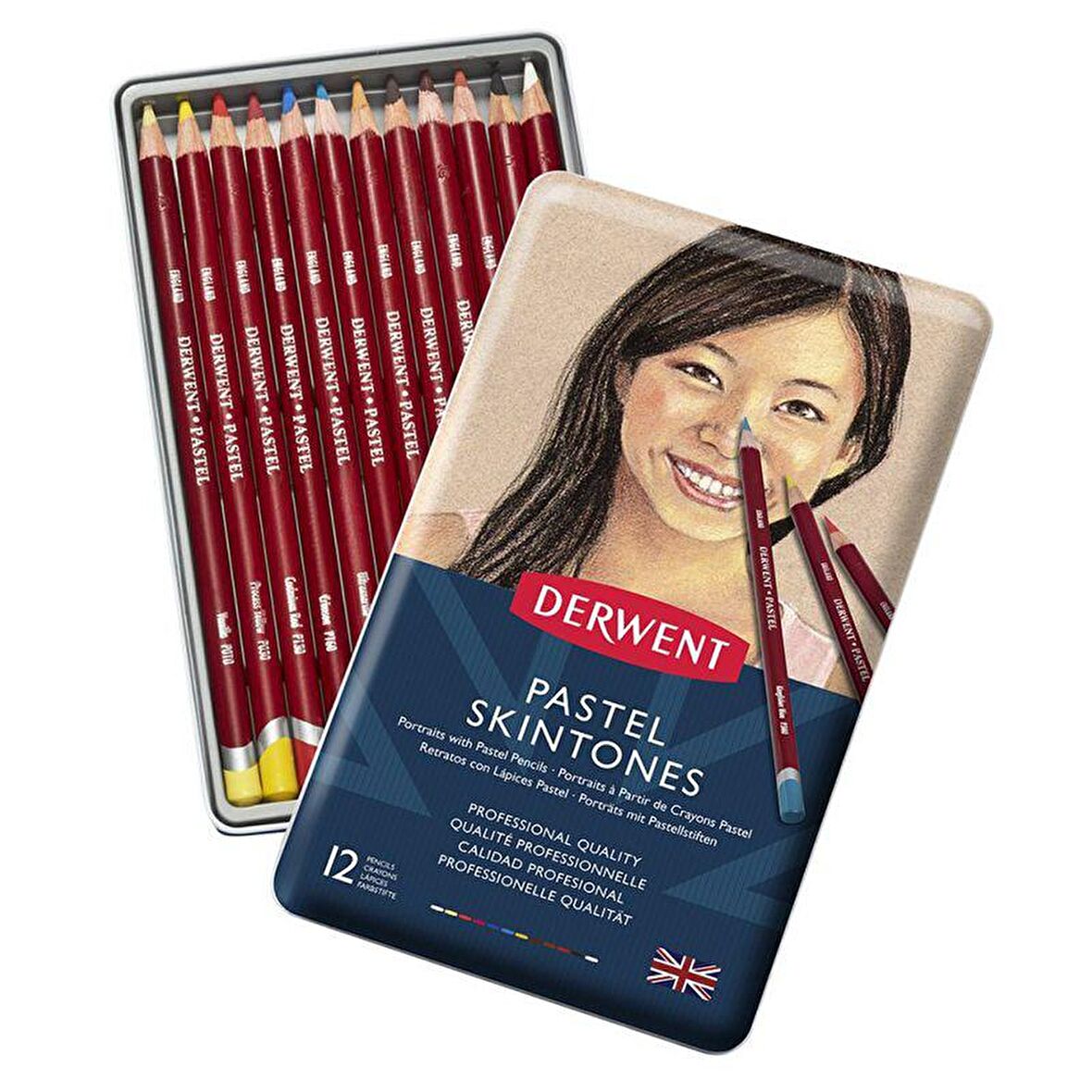 Derwent Pastel Pencil Skıntone 12'Li Teneke Kutu (Ten Renkleri İçerir) Dw2300563