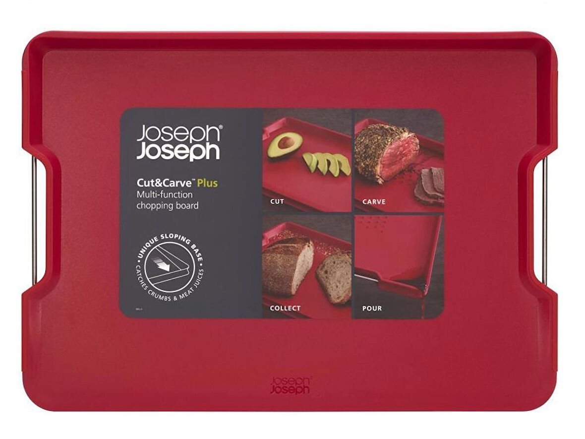 Joseph Joseph Cut&Carve Plus Büyük Kesme Tahtası - Kırmızı 41x29 cm